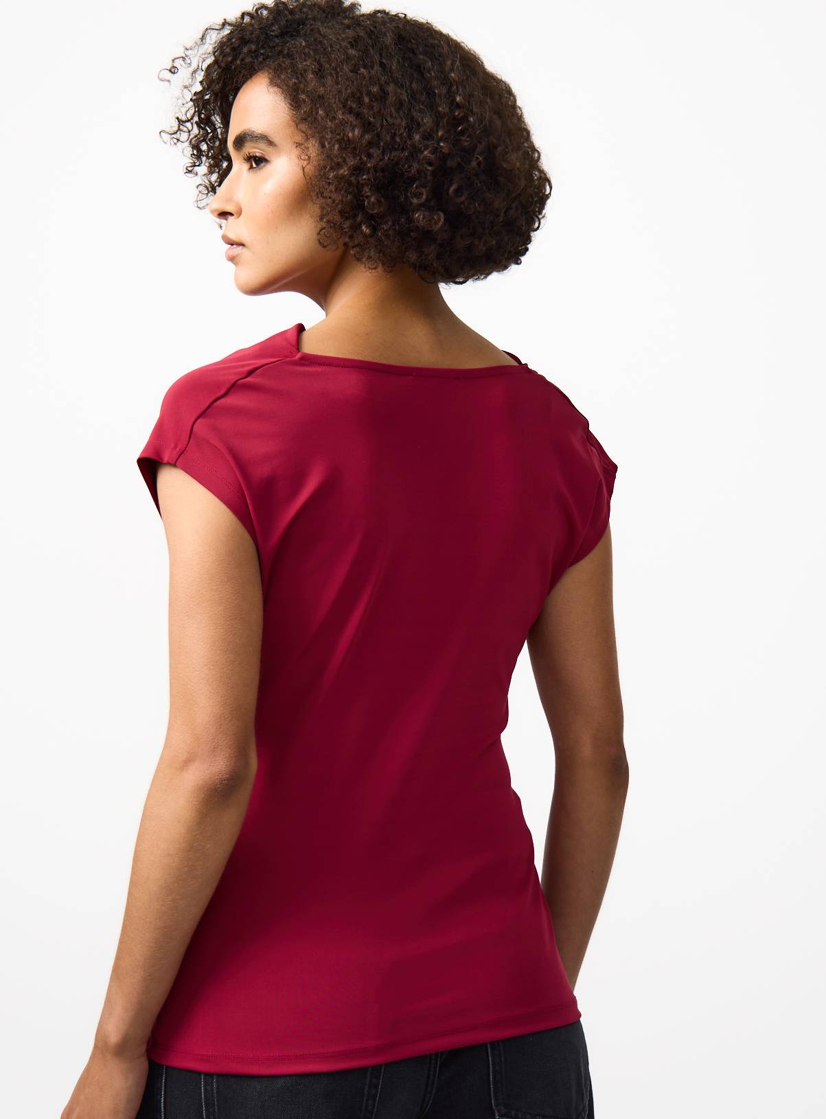 Dark Red Drapey Sleeveless Side Tie Detail Top 18 - Image 4